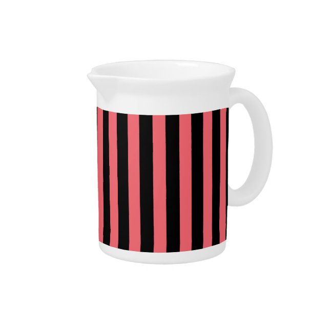 Coral and black candy stripes beverage pitcher (Right)