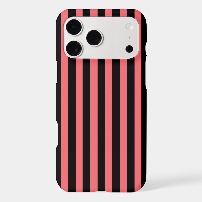 Coral and black candy stripes Case-Mate iPhone case (Back)