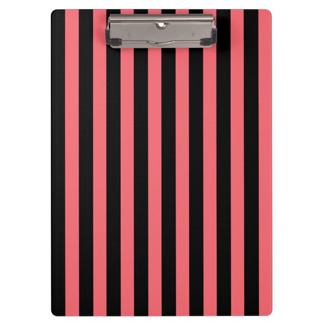 Coral and black candy stripes clipboard (Front)