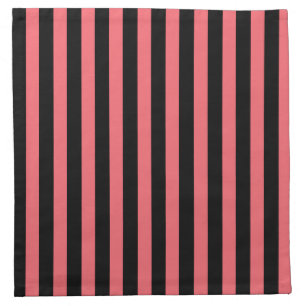Coral and black candy stripes cloth napkin