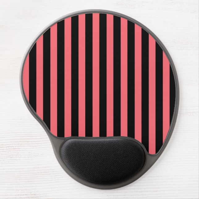 Coral and black candy stripes gel mouse pad (Front)