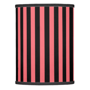 Coral and black candy stripes lamp shade