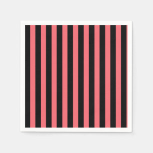 Coral and black candy stripes napkins