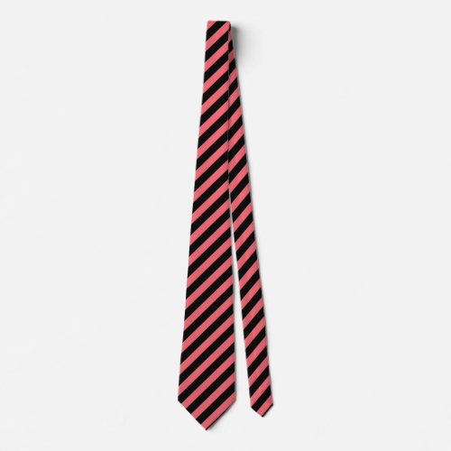 Coral and black candy stripes neck tie