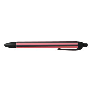 Coral and black candy stripes pen