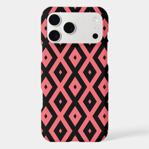 Coral and black diamond pattern iPhone 17 pro max case