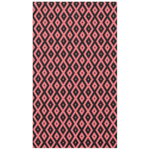 Coral and black diamond pattern tablecloth