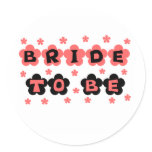 Coral and Black Flowers Bride to Be Classic Round Sticker
