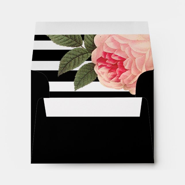 Coral and Black Stripes A2 RSVP Envelope (Back (Bottom))