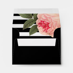 Coral and Black Stripes A2 RSVP Envelope