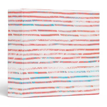 Coral and Blue Boho Aztec Striped Pattern Binder Coral and Blue Boho Aztec Striped Pattern Binder