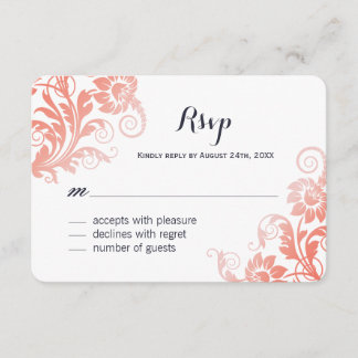 Coral and Blue RSVP Cards