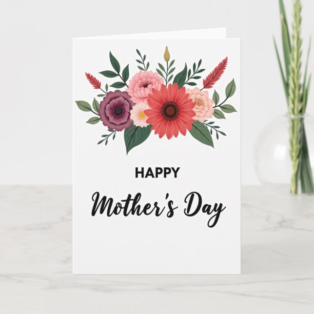 Coral And Brown Happy Card (Front)