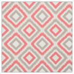 Coral and brown Modern Ikat pattern Fabric