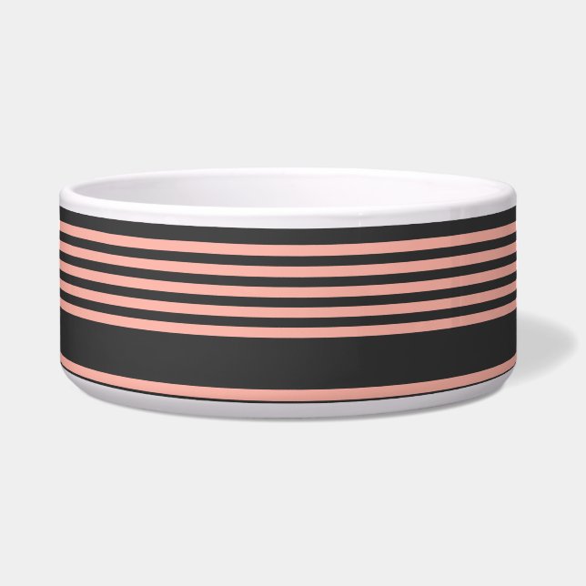 Coral and charcoal five stripe pattern bowl (Front)