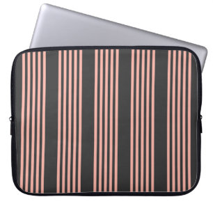 Coral and charcoal five stripe pattern laptop sleeve