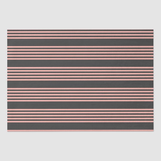 Coral and charcoal five stripe pattern tissue paper (Front)
