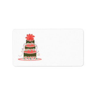 Coral and Chocolate Wedding Cake Label