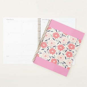 Coral and Cream Floral Pattern Vintage Dahlia Planner