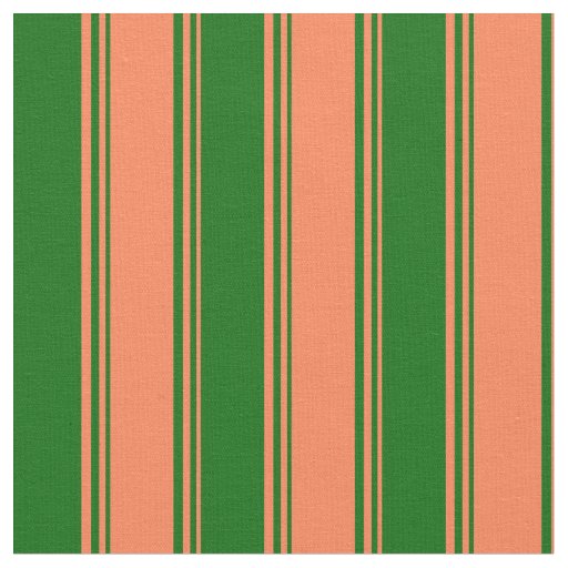 Coral and Dark Green Pattern Fabric