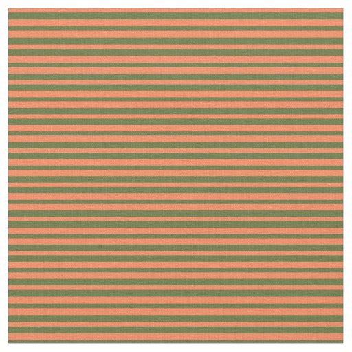 Coral and Dark Olive Green Pattern Fabric