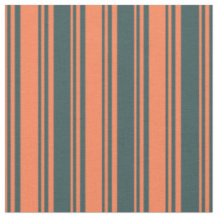 Coral and Dark Slate Gray Lines Fabric