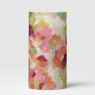 Coral and Emerald Garden Pillar Candle