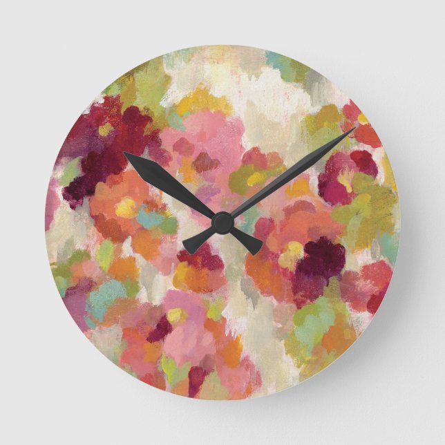 Coral and Emerald Garden Round Clock (Front)