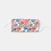 Coral and Fandango Floral Bouquet Pattern Adult Cloth Face Mask (Front, Folded)