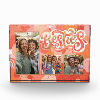 Coral and Gold Besties Multi-Photo Collage Design Photo Block