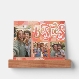 Coral and Gold Besties Multi-Photo Collage Design Picture Ledge