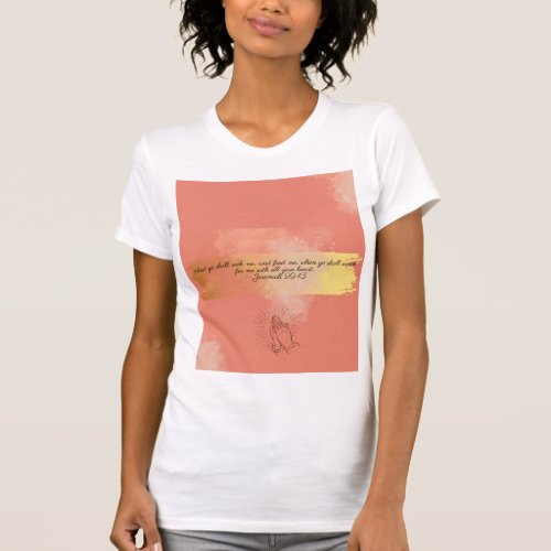 Coral and Gold Bible Inspirational Scripture  T_Shirt