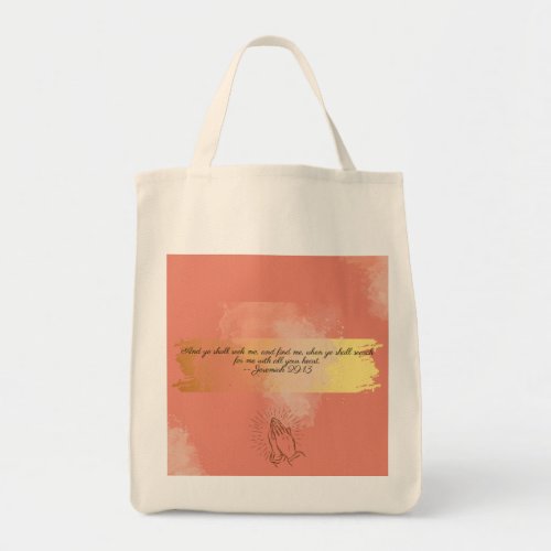 Coral and Gold Bible Inspirational Scripture  Tote Bag