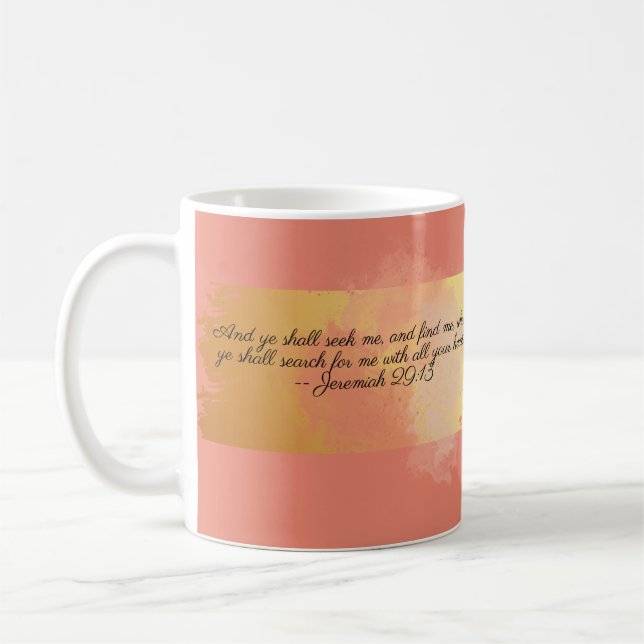 Coral and Gold Bible Scripture  Coffee Mug (Left)