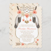 Coral and Gold Dreamcatcher Boho Baby Girl Shower Invitation (Front/Back)