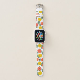Coral and Gold Flowers  Apple Watch Band