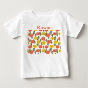 Coral and Gold Flowers Baby T-Shirt
