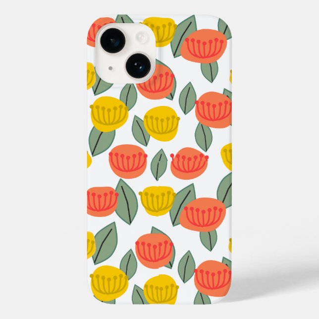Coral and Gold Flowers  Case-Mate iPhone Case (Back)