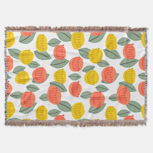 Coral and Gold Flowers  Throw Blanket
