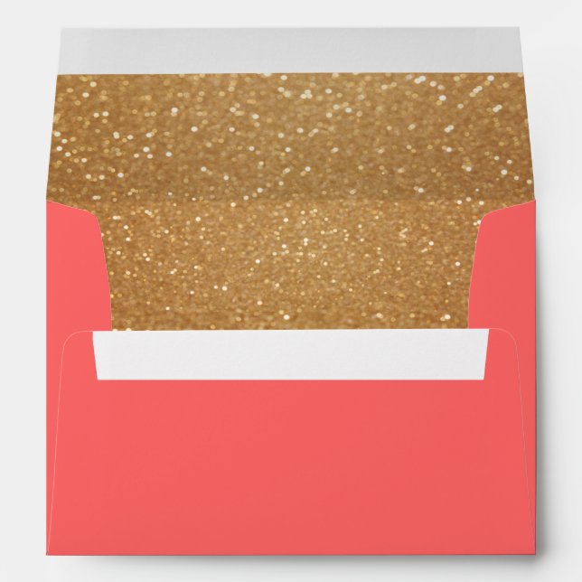 Coral and Gold Glitter Envelope (Back (Bottom))