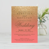 Coral and Gold Glitter Invitation (Standing Front)