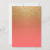 Coral and Gold Glitter Invitation (Back)