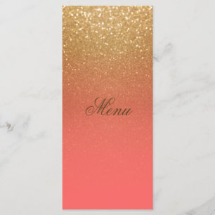 Coral and Gold Glitter Menu