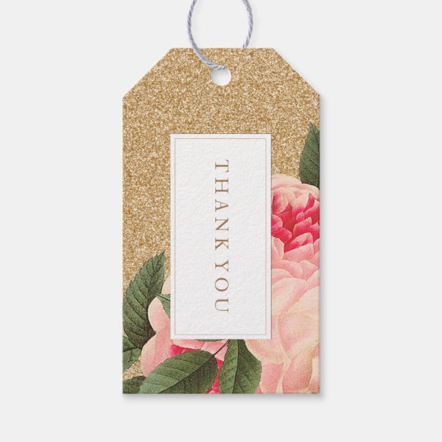 Coral And Gold Glitter Wedding Favor Gift Hang Tag
