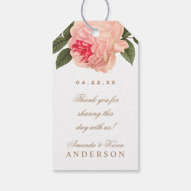 Coral And Gold Glitter Wedding Favor Gift Hang Tag