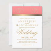 Coral and Gold Hearts - Invitation (Front)