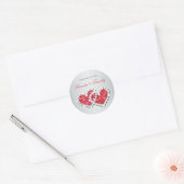Coral and Gray 1.5" Round Wedding Sticker (Envelope)