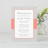 Coral and Gray Chevron Bridal Shower Invitation (Standing Front)