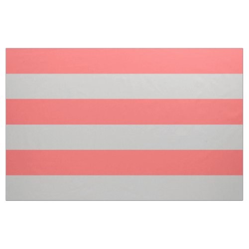 Coral and Gray Wide Stripes Large Scale Fabric