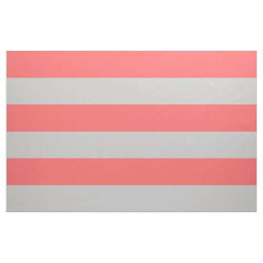 Coral and Gray Wide Stripes Large Scale Fabric